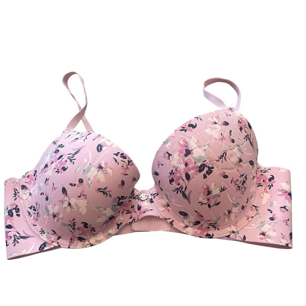 Lucky Brand Pink Floral Underwire T-Shirt Bra 36C Adjustable Straps RN 71222